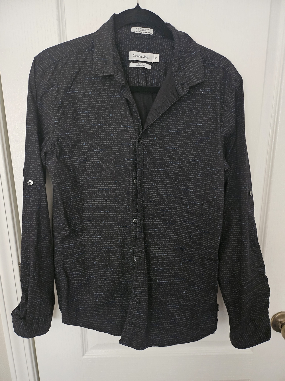 Calvin Klein Black Shirt with Subtle Blue Accent